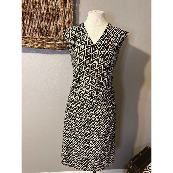 Ralph Lauren Dress Camel Brown L Large Ikat Stretch Sheath Washable New - Picture 7 of 13